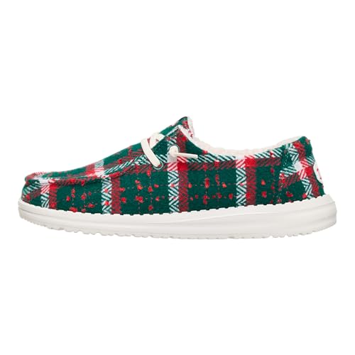 HEYDUDE Wendy Confetti Plaid Cozy Red/Green/Multi Size 8 Womens Shoes Slip-on Loafers Comfortable & Light-Weight