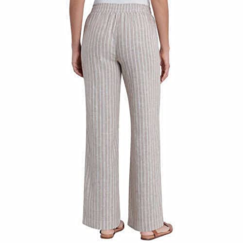 Briggs Women's Linen Blend Pant (Medium, Beige Stripe)3