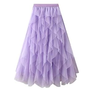 Soupliebe Damen Tüllrock Retro Karneval Kostüm Tüllrock - Lang Minirock Petticoat Unterrock Mit Pailletten Sternen Tutu 50Er Party, Rapunzel Kostüm Damen