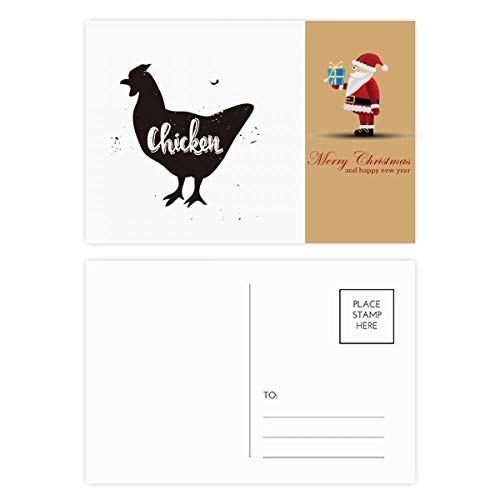 Cartes postales père Noël poulet noir et blanc pour rompre la monotonie des vœux