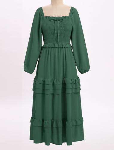 AWIBMK Mother Daughter Matching Boho Dress Long Sleeve Tiered Smocked Dress Holiday Wedding Mom and Me Fall Dress4