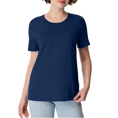 Image of Hanes Women's Perfect-T Crewneck T-Shirt, Lightweight Cotton Short Sleeve Tee for Women