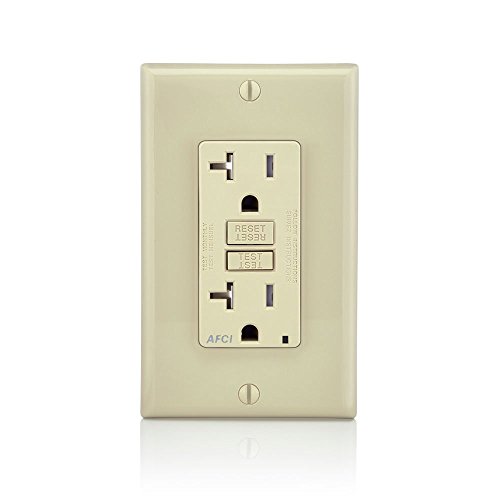Image of Leviton AFCI Outlet, 20 Amp, Self Test, Tamper-Resistant with LED Indicator Light, Protection from Electrical Fires, AFTR2-I, Ivory