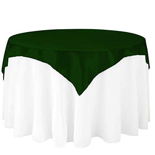 LinenTablecloth 60-Inch Square Satin Overlay Hunter Green