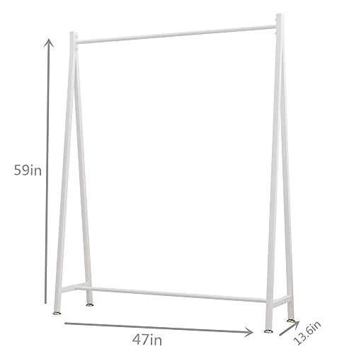 Dr.iron White Metal Clothes Rack Garment Rack,Modern Clothing Rack Free Standing Hanging Rack For Boutique Retail, Clothes Store,Laundry Room(47’’L) #TOP5