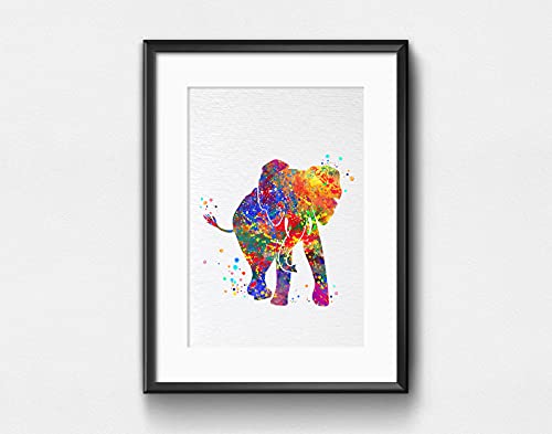 Dignovel Studios 13X19 Unframed Baby Elephant Safari Animal Nature Peach Love Watercolor Art Print Wall Art Poster Nursery Decor Home Bedroom Baby Shower N084 #TOP5