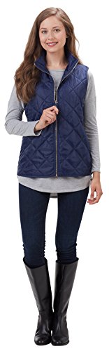Mud Pie Women's Fashion Spencer Nylon Quilted Navy Vest (Large)