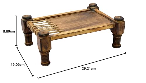 Image of eSplanade Cot Charpai Khaat Serving Platter Tableware Serveware for Home and Kitchen | Wood - 11.5 inch Inches - Brown