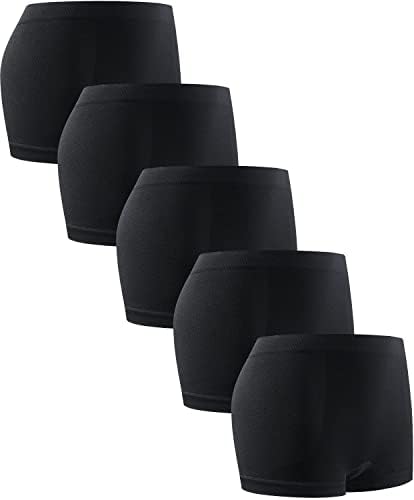 SAYCELI Womens Boy Shorts Underwear - No Show Seamless Boyshort Panties Stretch Boxer Briefs for Ladies Pack (Black 5Pack S)
