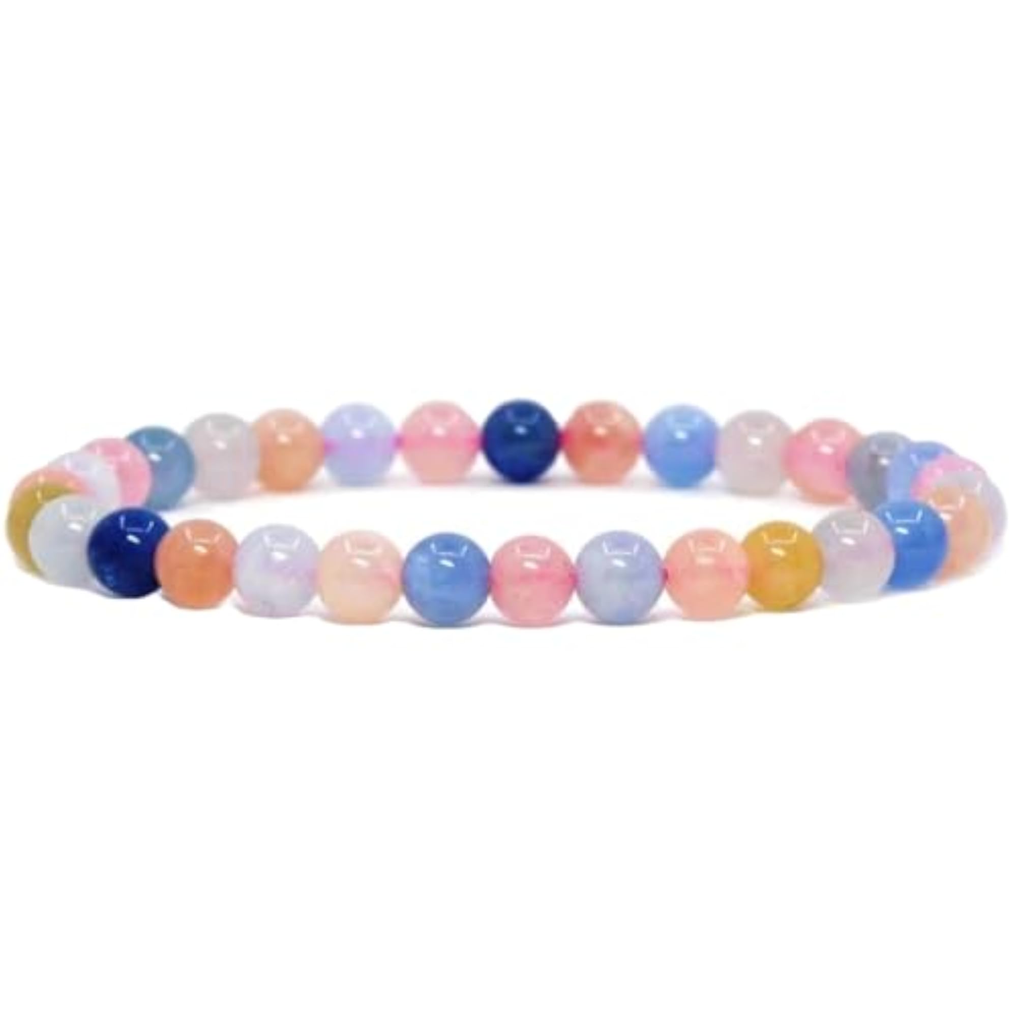 Natural Morganite Beryl Aquamarine 6mm Round Beads Stretchable Bracelet, Unisex