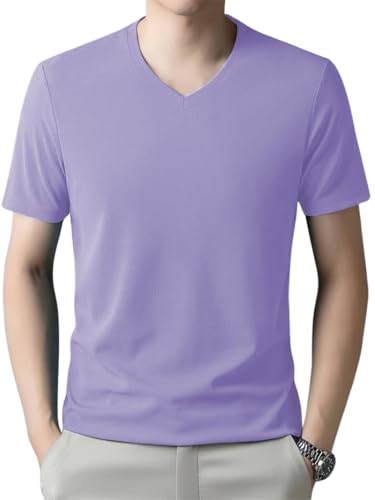 Image of TAGDO Men's Solid Color V-Neck Short Sleeve T-Shirt (2033)