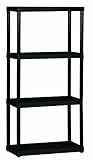 Gracious Living 12' x 24' x 48' 4-Shelf Tier Resin Multi-Purpose Light Duty Indoor Garage Storage Organizer Shelves, Black
