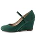 DIFEMA Womens Wedge Pumps with Ankle Strap for Dressy Ladies Mary Jane Shoes Closed Toe Wedges Heels for Women,Green,8