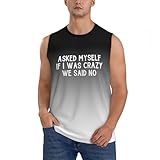 Haebfsl Asked Myself If I was Crazy Men's Sleeveless Muscle Shirts,Singlet Vests Summer Running Tank Tops,Medium Black