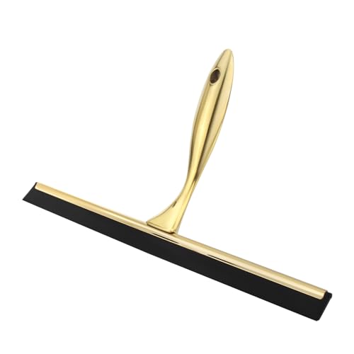 Image of 12 inch Shower Squeegee Stainless Steel Bath Squeegee for Shower Doors Bathroom Cleaner Tool Household Window Mirror Squeegee for Home Cleaning, Glass Door, Tile Wall, Car, Gold