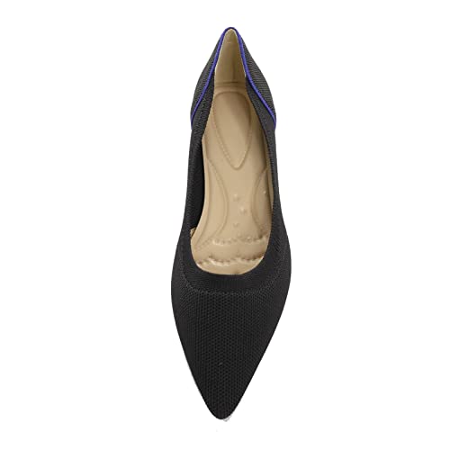 youngshow Women's Pumps Kitten Heels Pointed Toe Knit Slip On Comfortable Casual Formal Dress Shoes3