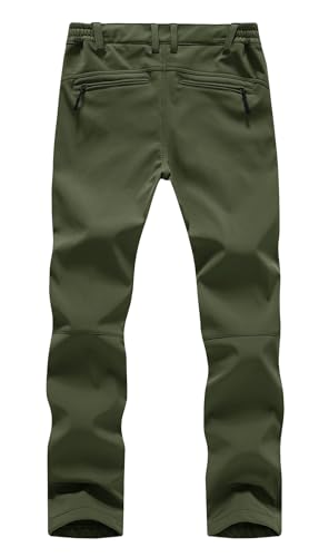 YSENTO Damen Softshellhose Winter Wanderhose Skihose wasserdichte Warm Gefüttert Thermohose Outdoorhose Trekkinghose(Grün,L)