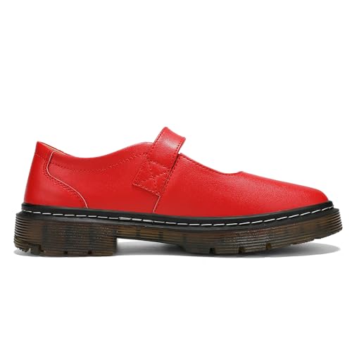 Image of Women's Mary Jane Flat Shoes Comfort Platform Buckle Ankle Strap Flats Breathable Slip On Lightweight Office Work Shoes Red,8 US