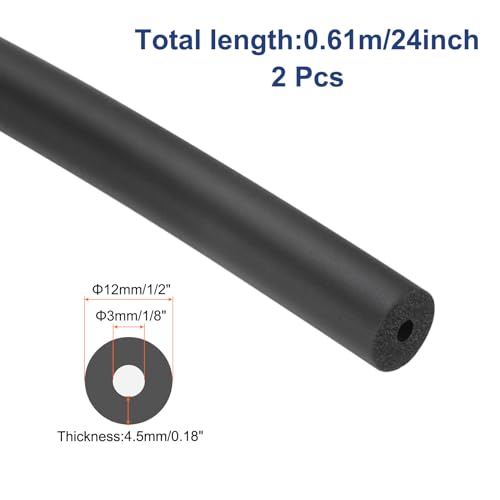 QUARKZMAN 2 x 61cm Rohrisolierung Schaumstoff, Durchmesser 3mm Isolierstärke 4.5mm Heizungsrohr Verkleidung für Fitnessgeräte, Rohre, Handhaben (Schwarz)