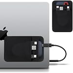 Lacdo Manche de disque dur portable pour ordinateur portable, 2-Pocket Stick on Pouch with Reusable Adhesive, pour San Disk, Samsung, Crucial, Portable External Solid State Drive SSD Boîtier de transport de disque dur, noir