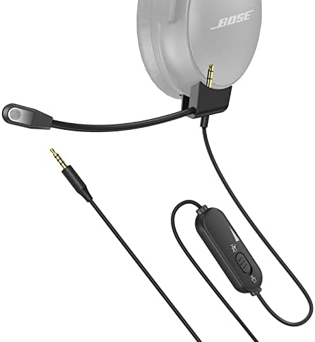 FULAIM Boom Microphone Cable Compatible with Bose QuietComfort 45 (QC45) Headphones with Volume Control & Mute Switch for PC, Laptop, PS4 PS5 Xbox One Controller