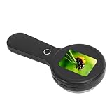 Omquot Fotocamera manuale con lente di ingrandimento 200X, anti-vibrazione, per ispezione, studio, microscopio digitale portatile con schermo da 2,0 pollici, ABSPixel 12 MP (nero)