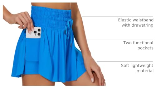Heyielda High Waist Flowy Athletic Shorts for Women Butterfly Shorts High Rise Workout Gym Shorts(DarkBlue-M) by Heyielda - Used condition - US$15.04