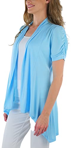 Image of ToBeInStyle Womens Open Front Casual Shrug Lightweight Layering Cardigan Sleeveless or Short Sleeve