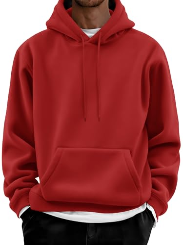 Image of COOFANDY Men Cotton Fleece Hooded Sweatshirt Casual Long Sleeve Hoodies Pullover Fashion Drawstring Hoodie with Kanga Pocket