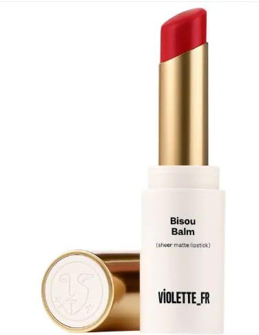 VIOLETTE~FR BALM Sheer Matte Lipstick Hydrating Lip Balm and Treatment Sheer Color with Subtle Blurring Effect (Amour Fou - cool crimson red)
