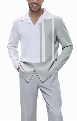 Men's 2 Piece Dress Shirts Suits Long Sleeve Big Men Leisure Formal Shirts Pants Sets S-5XL