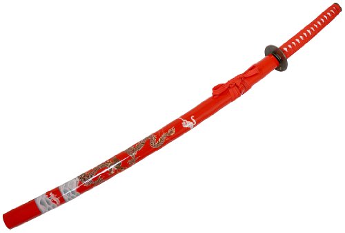 Isaazon 40.5" Collectible Dragon Katana Samurai Sword Ninja Red