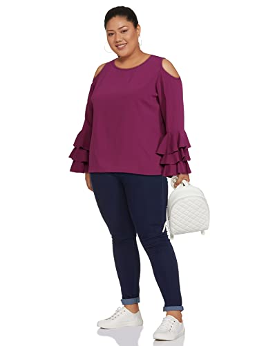Image of pluss Women's Solid Regular Fit Top (ALTP2725- Purple 2XL)