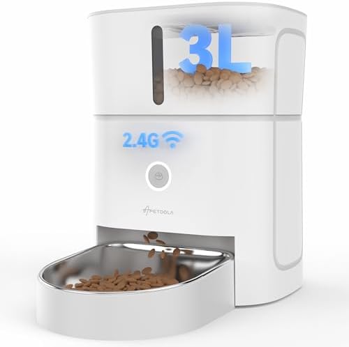 Automatic Cat Feeder, 5G & 2.4G Wi-Fi Cat Food Dispenser with APP Control, 3L Timed Pet Feeder for Pet Dry Food, 1-10 Meals Per Day (FDG10-2.4G)