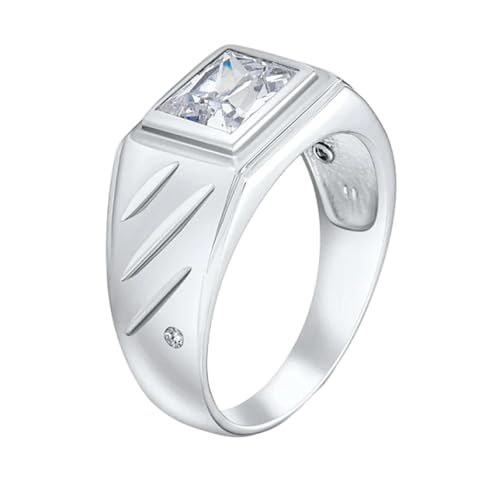 Emerald-Cut Mens Gemstone Engagement Ring 925 Sterling Silver 10K 14K 18K Gold Anniversary Ring for Men Husband Personalized2