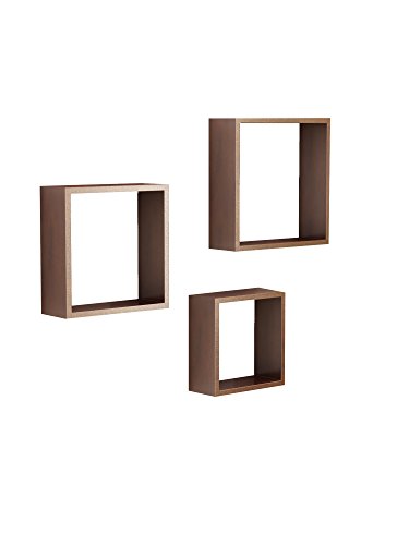 Image of Home Sparkle Wall Mounted Floating Shelves | 3 Set Decorative Cube Shelves Rack | Ideal for Decoration in Living Room, Bedroom & Wall Floating Bookshelf (Brown)