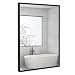 Hamilton Hills Clean Large Modern Wenge Frame Wall Mirror | Contemporary Premium Silver Backed Floating Glass Panel | Vanity, Bedroom, or Bathroom | Mirrored Rectangle Hangs Horizontal or Vertical