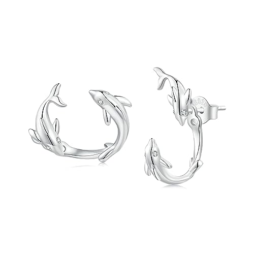 Boucles d'oreilles dauphin argent 925 anti-allergie pour oreilles sensibles