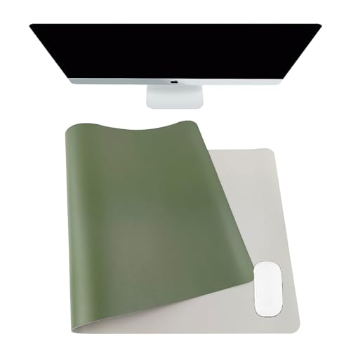 Tapis de souris double face en cuir raffiné grand sous-main d'écriture noir