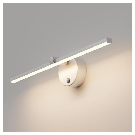 LANMOU 41cm Lámparas de Espejo de Baño LED con Interruptor, LED Regulable Aplique de Pared Interior Luces de Pared Giratorios de 300° Aplique Espejo Baño para Tocador Inodoro Armario,8W 4000K,Blanco
