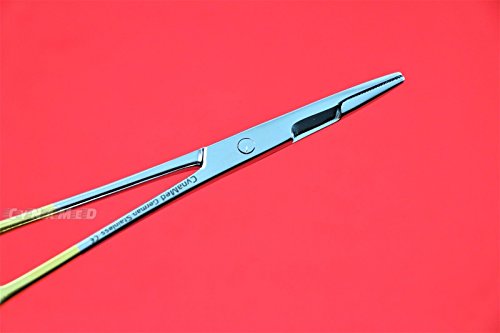 Image of Dental Instrument Olsen Hegar Needle Holder Premium German with Gold Rings Serrated 6.5 inch 16.5cm 1 Piece Cynamed