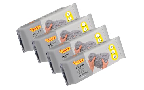 Jovi - Kit Air Dry de 4 Unidades - Pasta para modelar, Secado al Aire sin Horno, Color Gris, 4 Unidades de 1kg (P86G/4)