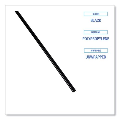 Boardwalk Cocktail Straws, 8", Polypropylene, Black, 5,000/Carton