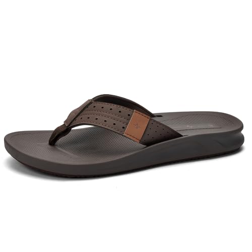 Image of Men's Ultra Soft Cushion Flip Flops with Arch Support, Quick Dry Thong Sandals for Indoor & Outdoor Comfort