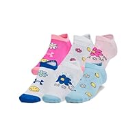 Under Armour Unisex-Adult Essential No Show Socks 6 Pack, (102) White/White/Black, Large