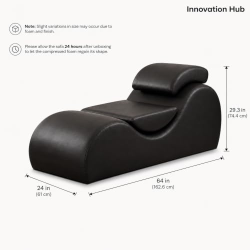 Image of Leatherate Tantric Chaise Loung Chair, Yoga Chaise Lounge,Chaise Sofa Modern Lounge,Relaxing Chaise Lounge Chair, loveseats and chaises with Cushion (Black)