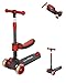 キックスクーター 子供用 RideVOLO キックボード 2way三輪車 三段階高さ調整 62/74/81cm 光るLEDタイヤ 折り畳み式 シート高さ調節可能 方向変換 耐荷重50kg アウトドアに適用 おもちゃ 安定 ギフトに最適 レッド
