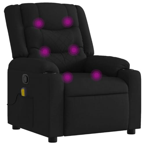 Sillón reclinable manual tela negro miniatura 1