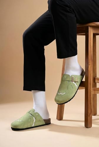 Image of Big Fox Men's Cork Footbed Clogs with Adjustable Buckle | Closed-Toe Comfort Sandals | Slip-On Casual Wear