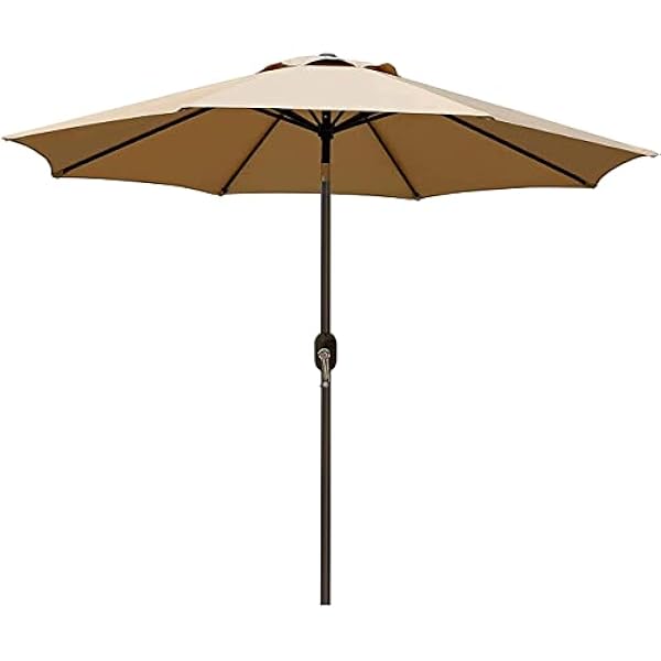 Blissun 9 'Patio Paraplu Aluminium Handmatige Drukknop Tilt en Crank Tuin Parasol